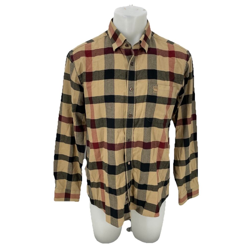 DAKS Golf Men Shirt 105 Large ? Long Sleeve Button Down Plaid 32-23